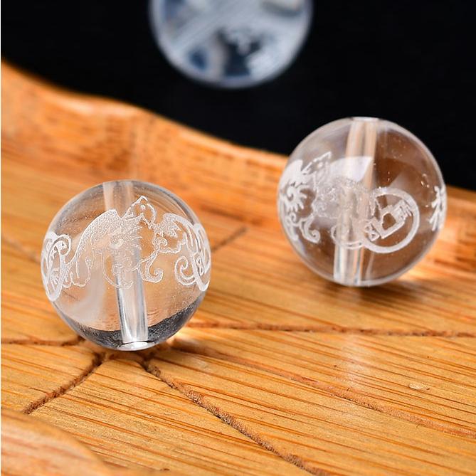 福在眼前白水晶 台灣現貨天天出貨 雕刻系列、#心經、#辟邪、#開運、#硃砂手鏈、#黑曜石、#招財，#幸運-細節圖3