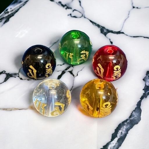 五行珠-六字真言琉璃、六字大明咒琉璃、六字箴言琉璃、賣場另有售六字真言瑪瑙、六字大明咒黑曜石、六字真言太赫茲-細節圖2