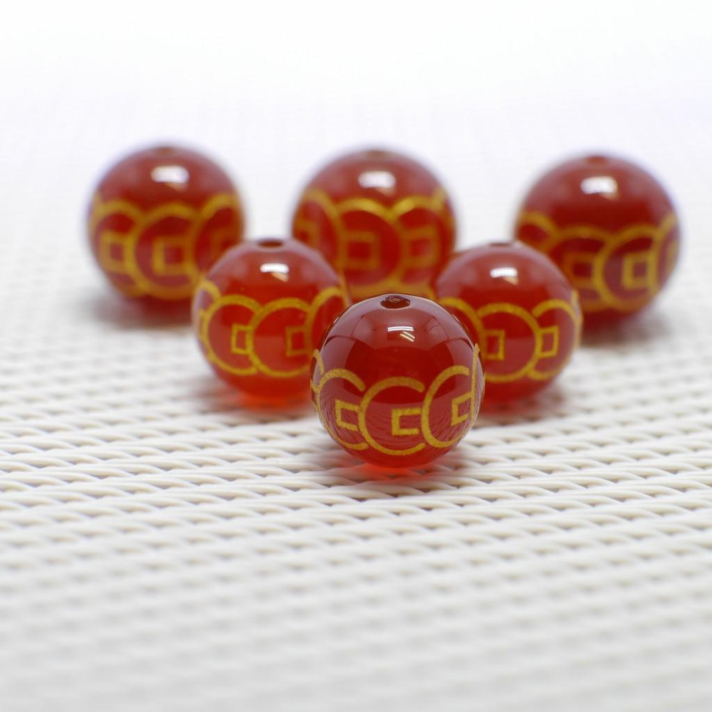 財源滾滾紅瑪瑙散珠 台灣現貨天天出貨 -五帝錢散珠、錢串、串珠配件材料、財源滾滾紅瑪瑙圓珠、財源滾滾紅瑪瑙珠子、刻字燙金-細節圖3