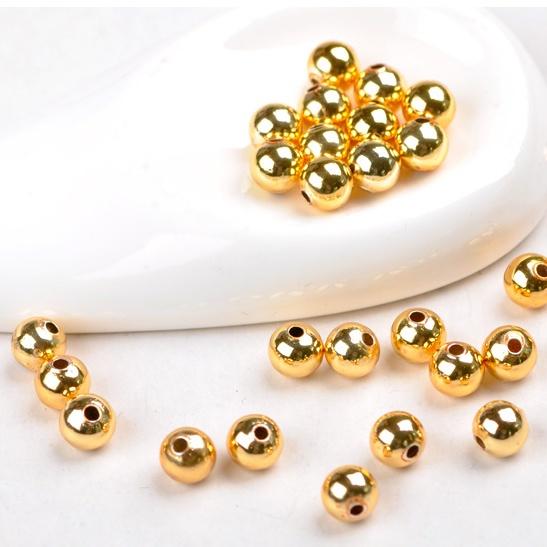 純銅鍍金光面保色隔珠、純銅鍍金光面保色隔片、圓珠、賣場另有售紅瑪瑙隔珠、黑瑪瑙隔珠、黃虎眼石隔片、頭飾配件、定位珠-細節圖2