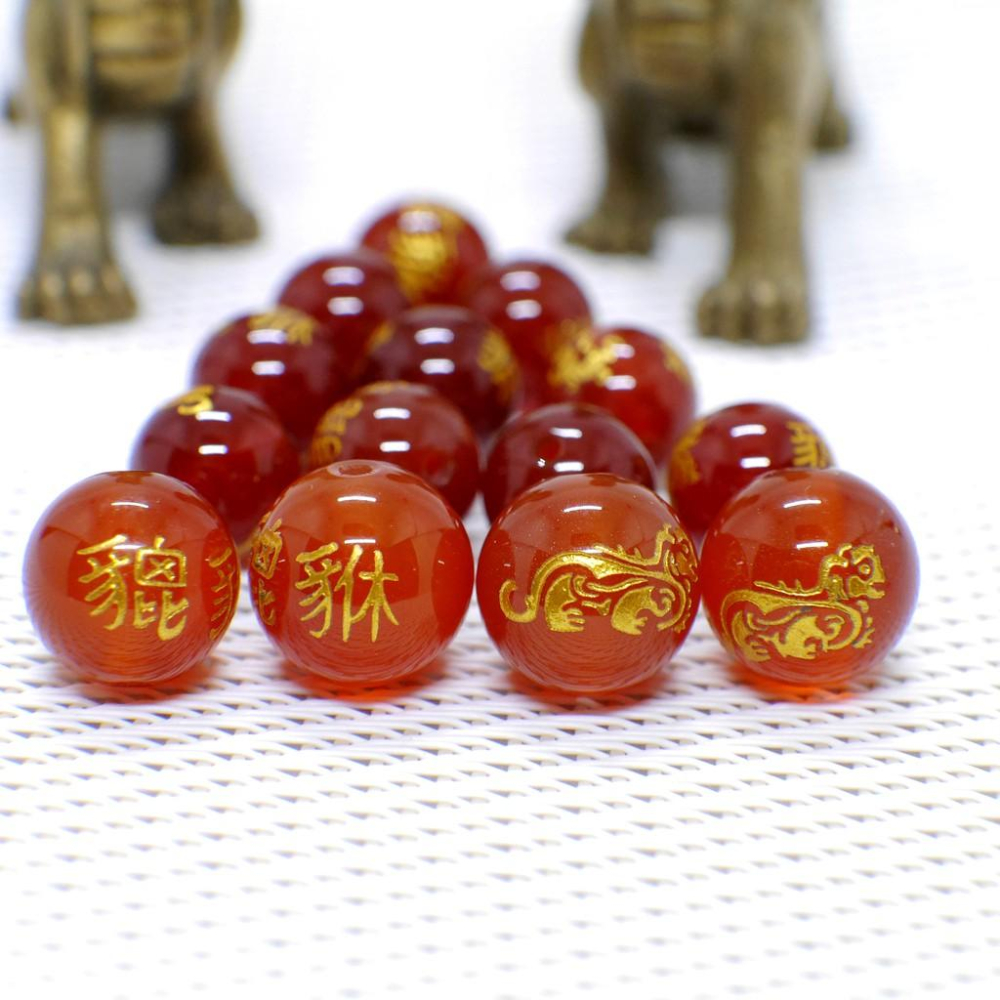 貔貅紅瑪瑙散珠-招財、旺財、偏財、旺財運、貔貅紅瑪瑙隔珠、貔貅紅瑪瑙圓珠、貔貅紅瑪瑙珠子、刻字燙金-細節圖2