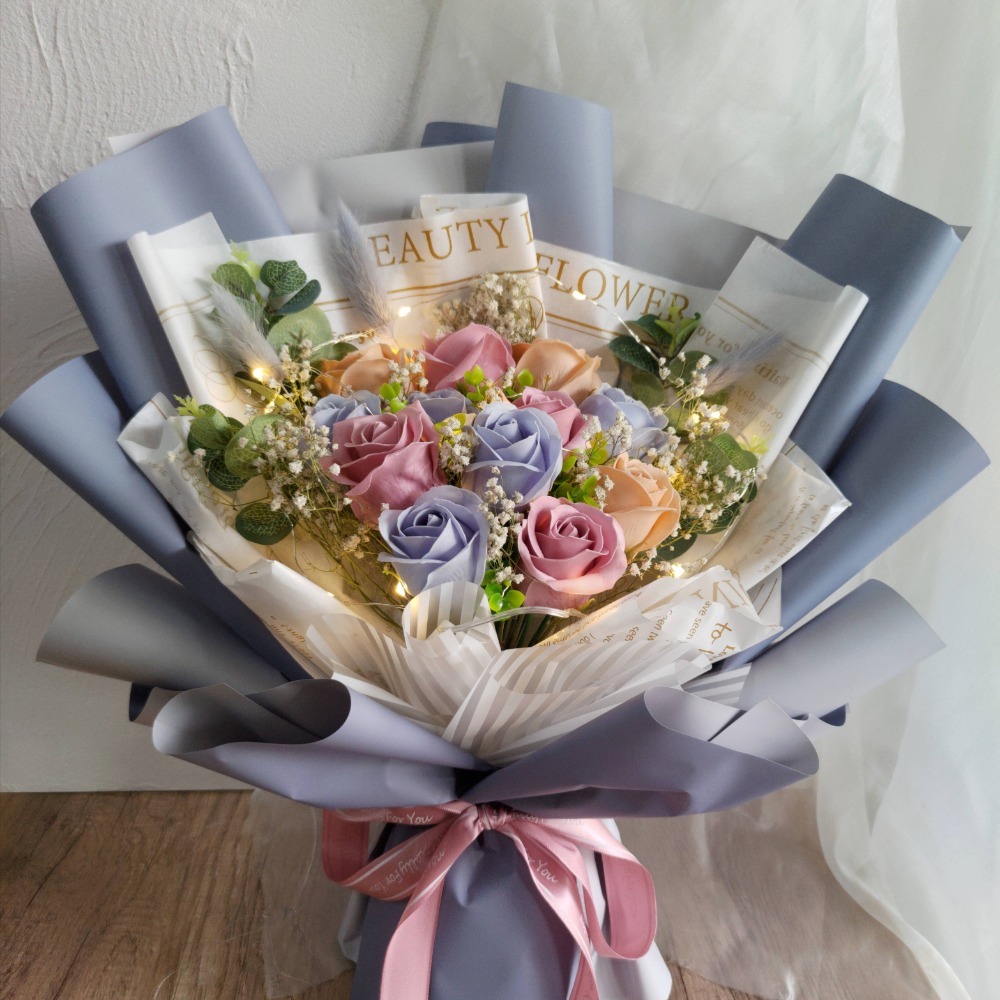 多種配色 花束 香皂花束 乾燥花束 玫瑰花束 情人節 畢業花束 告白 生日-細節圖7