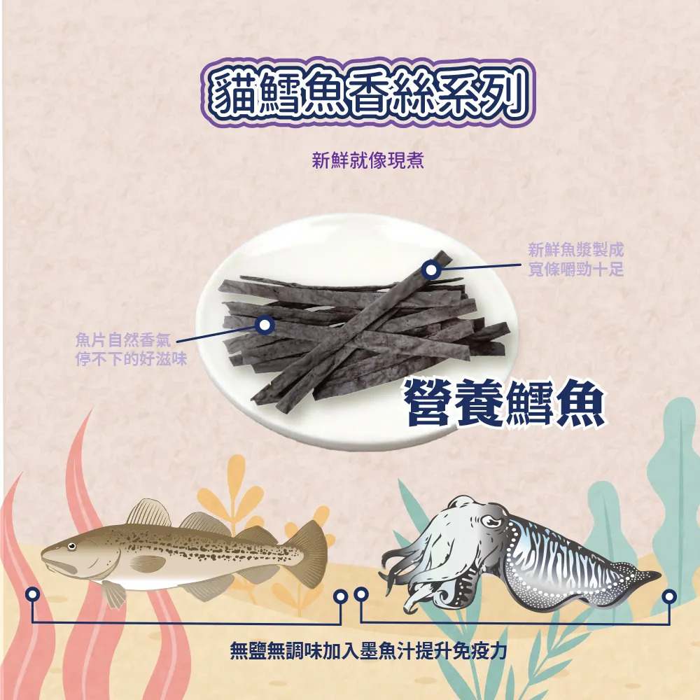 【福爾摩沙寵物精品】Armonto 貓專用無鹽無調味鱈魚香絲-細節圖3