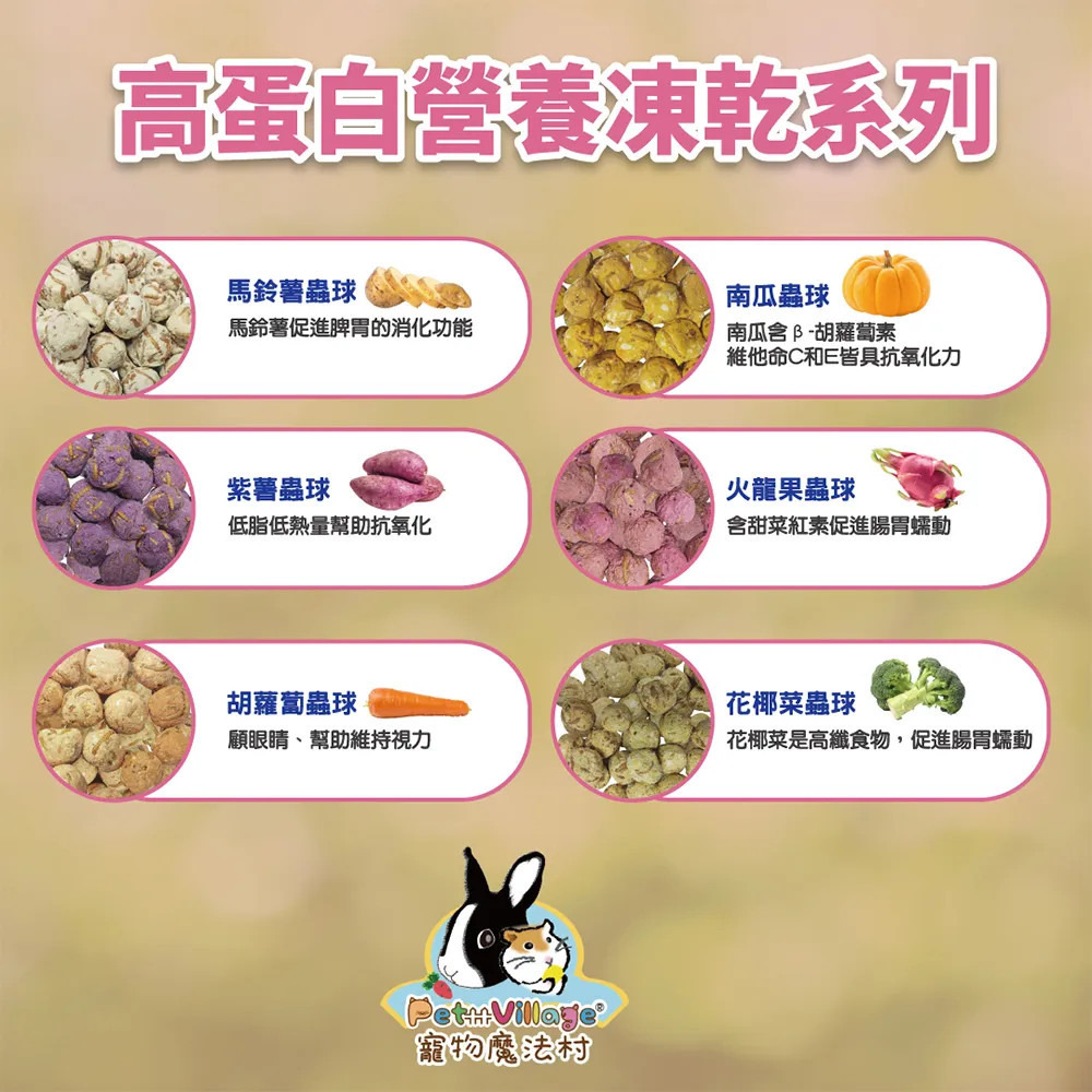 【福爾摩沙寵物精品】Pet Village 魔法村 高蛋白凍乾｜20g 鼠兔零食-細節圖3