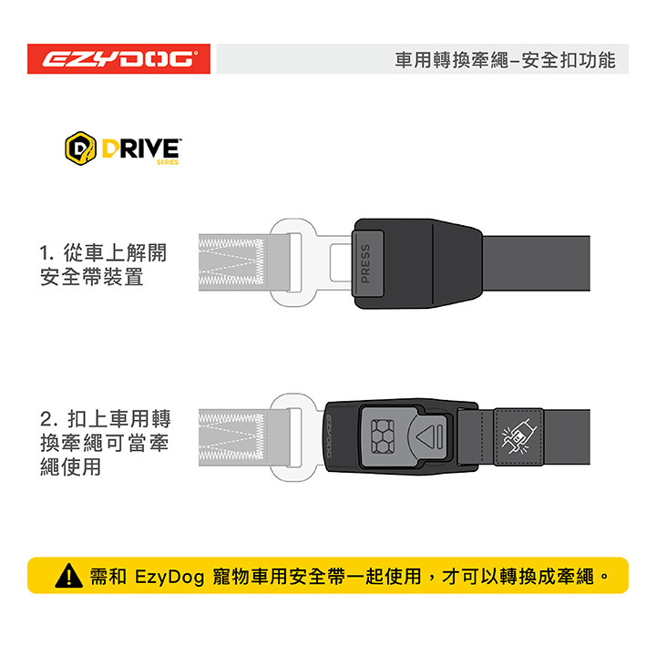 【福爾摩沙寵物精品】澳洲 EzyDog 車用轉換牽繩｜搭配 EzyDog 安全帶使用 寵物牽繩 狗牽繩-細節圖8