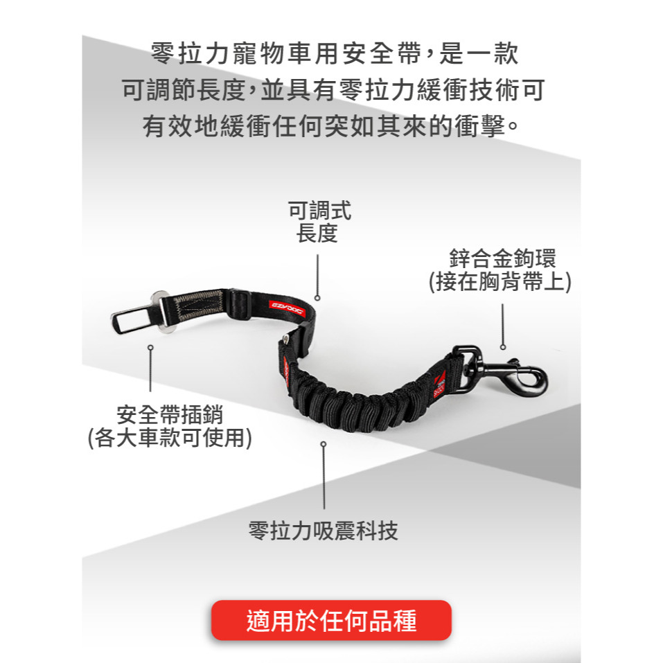 【福爾摩沙寵物精品】澳洲 EzyDog 零拉力寵物車用安全帶 ｜汽車安全帶材質｜零拉力吸震科技-細節圖2