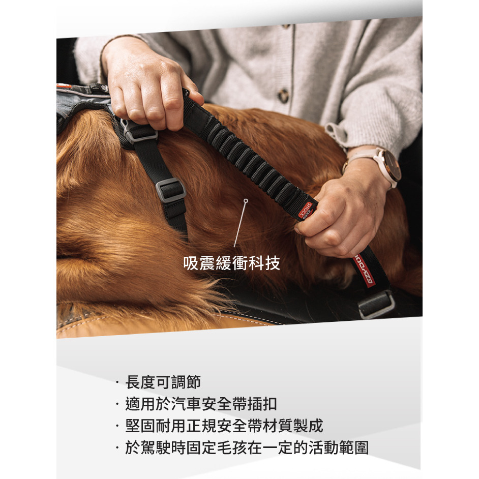 【福爾摩沙寵物精品】澳洲 EzyDog 零拉力寵物車用安全帶 ｜汽車安全帶材質｜零拉力吸震科技-細節圖3