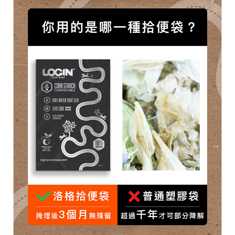 【福爾摩沙寵物精品】澳洲LOGIN 洛格可推肥拾便袋 (8捲/盒136張)｜100%環保材質 撿便袋-細節圖3