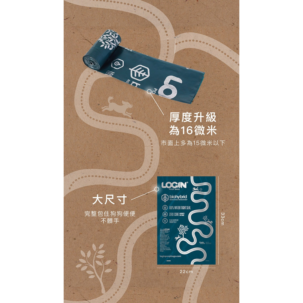 【福爾摩沙寵物精品】澳洲LOGIN 洛格生物降解拾便袋 單捲(17張)｜12-24個月可分解｜撿便袋-細節圖7