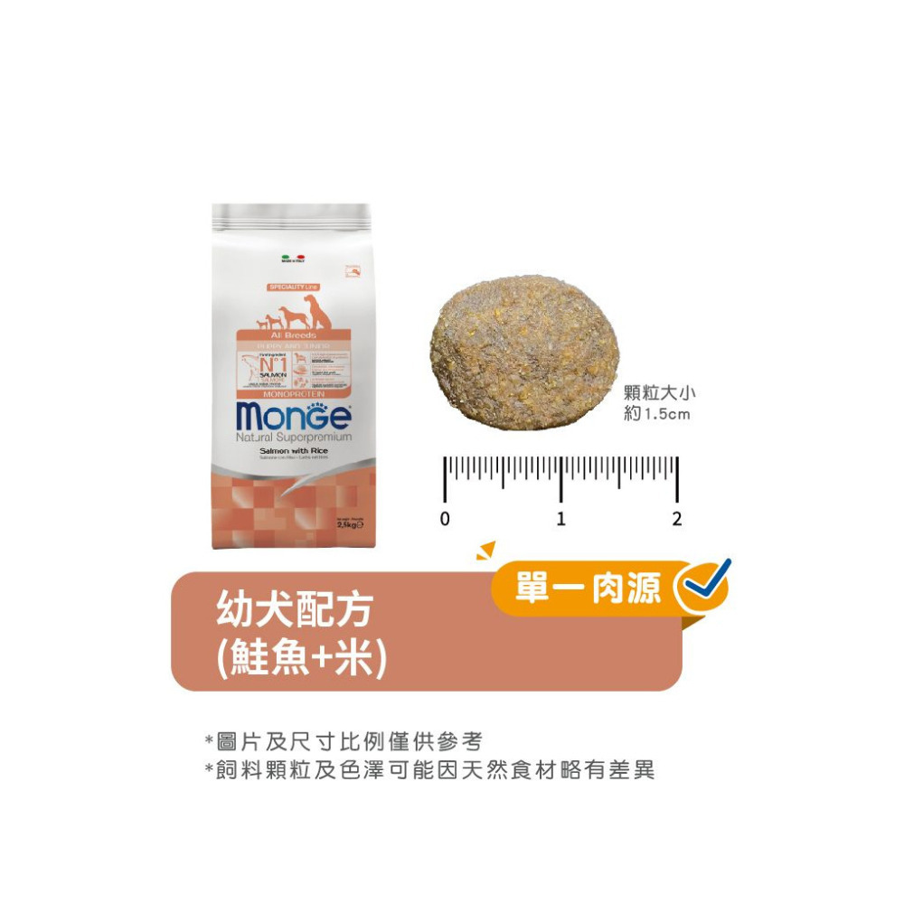 【福爾摩沙寵物精品】Monge 瑪恩吉 天然呵護系列 幼犬(鮭魚+米) 犬用乾糧 狗飼料 狗乾糧 狗糧-細節圖6