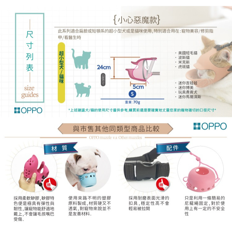 【福爾摩沙寵物精品】日本 OPPO 創意寵物嘴套-小心惡魔款 防咬嘴套 防叫嘴套-細節圖6