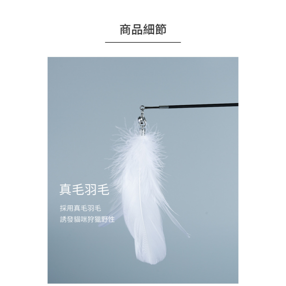 【福爾摩沙寵物精品】黑白羽毛逗貓棒｜可替換｜附黑白羽毛頭各1｜兩段伸縮｜全開74cm 貓玩具 寵物玩具 貓咪玩具-細節圖2