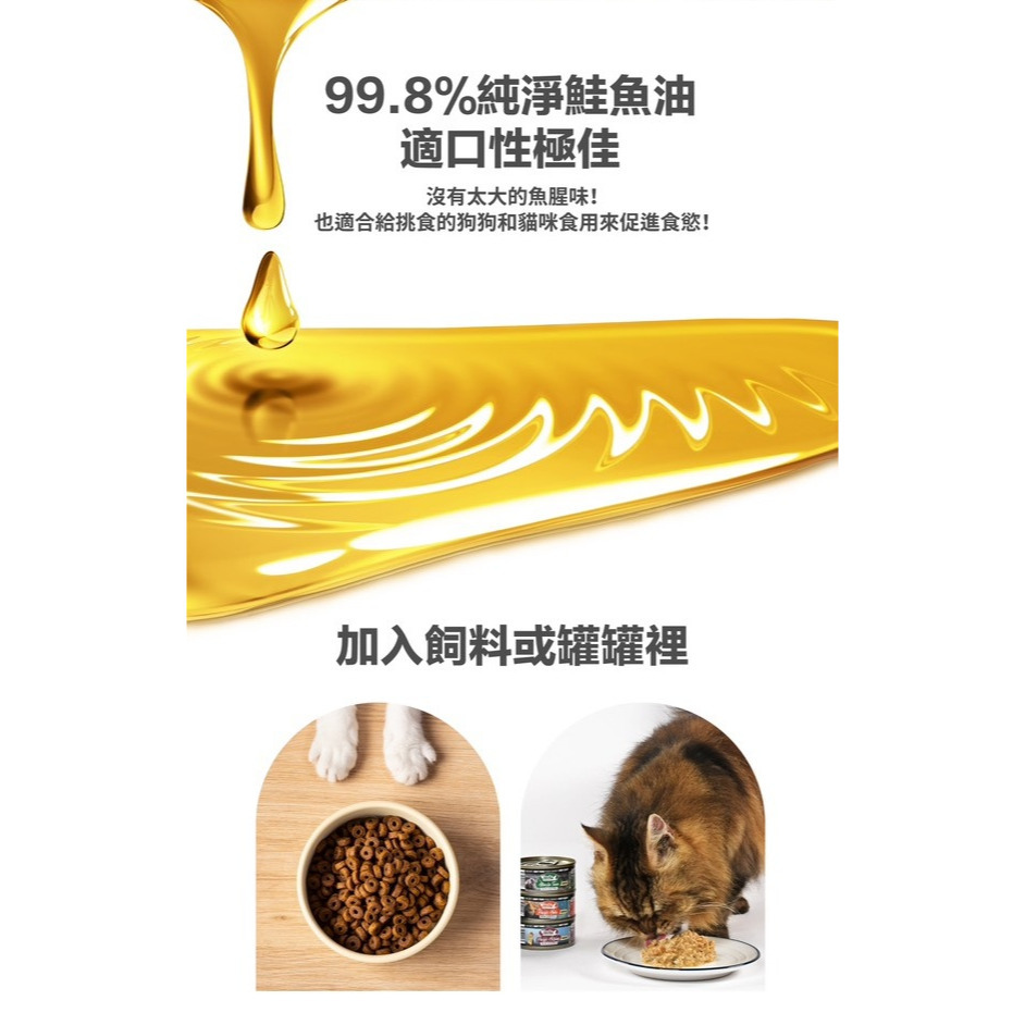 【福爾摩沙寵物精品】袋鼠廚房 純天然挪威鮭魚油 犬貓可用 寵物魚油 貓咪魚油 狗狗魚油 500ml-細節圖6