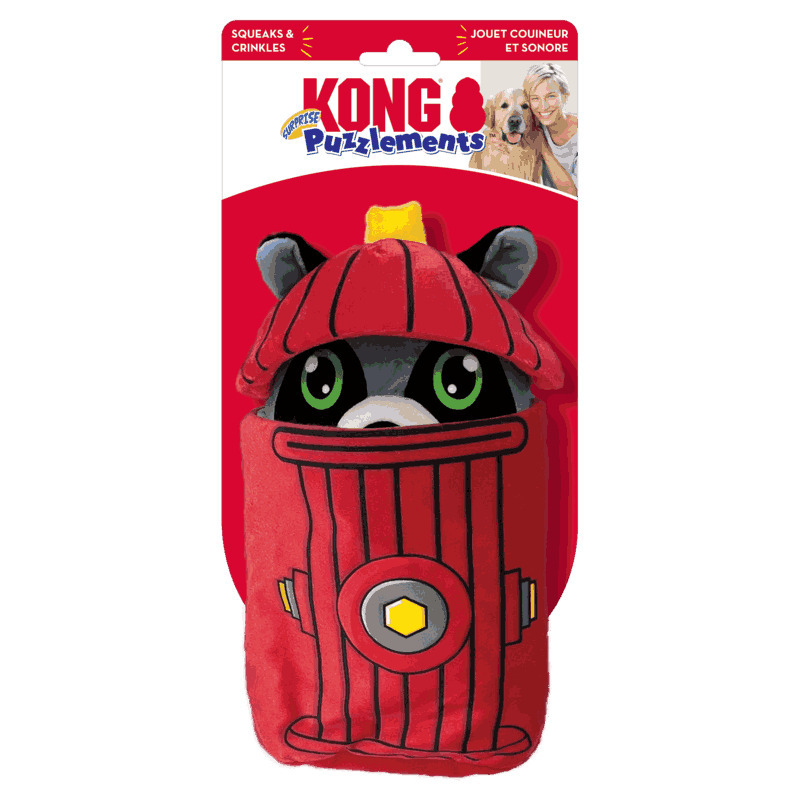 【福爾摩沙寵物精品】美國 KONG 驚喜消防栓(灰狸貓) 狗玩具 寵物玩具 絨毛玩具-細節圖2
