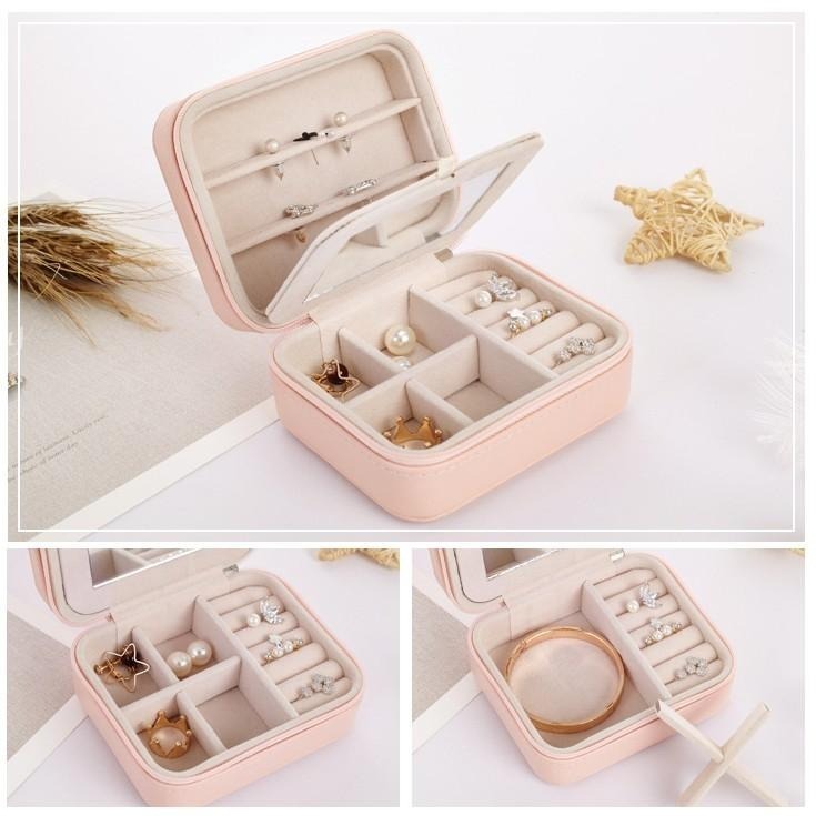 ❤️📣出清📣雙層皮革飾品盒 珠寶盒 出國旅行隨身攜帶 耳環/耳針/項鍊/戒指/飾品收納-細節圖6