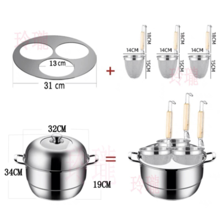 不鏽鋼煮麵鍋 滷味鍋 滷味桶 煮麵鍋 煮麵桶 不鏽鋼鍋 不鏽鋼桶 煮麵勺 麵切 營業用湯鍋 商用湯鍋 煮麵桶 油炸鍋-細節圖2