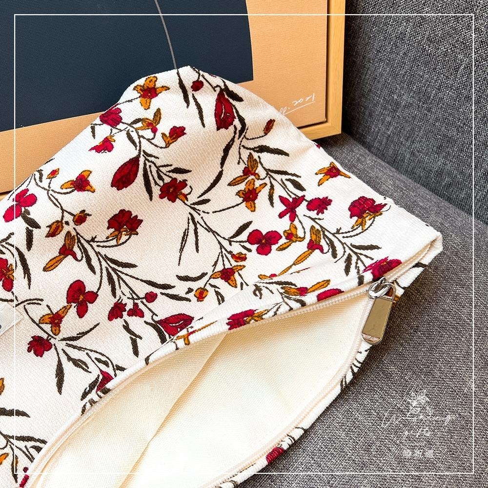 【曉祝禮】復古 碎花 燈心絨化妝包 收納袋 化妝包 收納包 手拿包 化妝包 旅行包-細節圖6