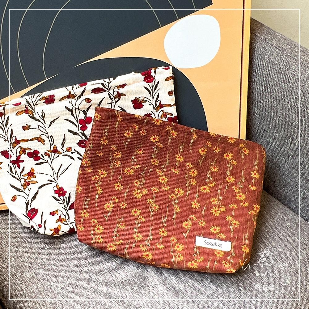 【曉祝禮】復古 碎花 燈心絨化妝包 收納袋 化妝包 收納包 手拿包 化妝包 旅行包-細節圖7