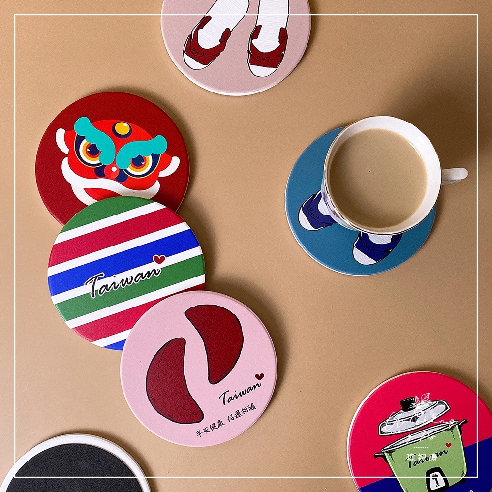 【台灣系列】台灣特色 吸水杯墊 矽藻土杯墊 觀光禮品 台灣小吃 珍珠奶茶 買菜袋 桌上禮 交換禮物 抽獎 尾牙-細節圖4