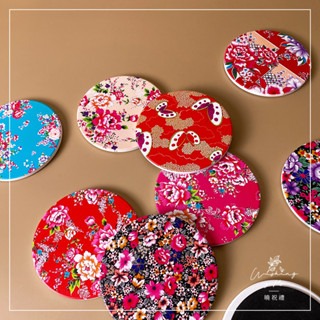 【台灣花布系列A】台灣花布客家花布陶瓷吸水杯墊 婚禮小物 桌上禮 聖誕禮 交換禮物 尾牙禮品 活動贈品禮品 抽獎禮-細節圖7