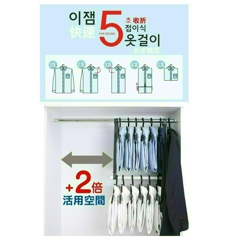 【台灣公司出貨】韓國熱銷五秒收納衣架-細節圖4