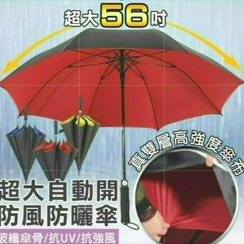 【24H現貨快出】超級大自動開防風防曬雨傘 雨具 4人傘 四人傘 超大傘 自動傘 雨傘 超級大自動開防風
