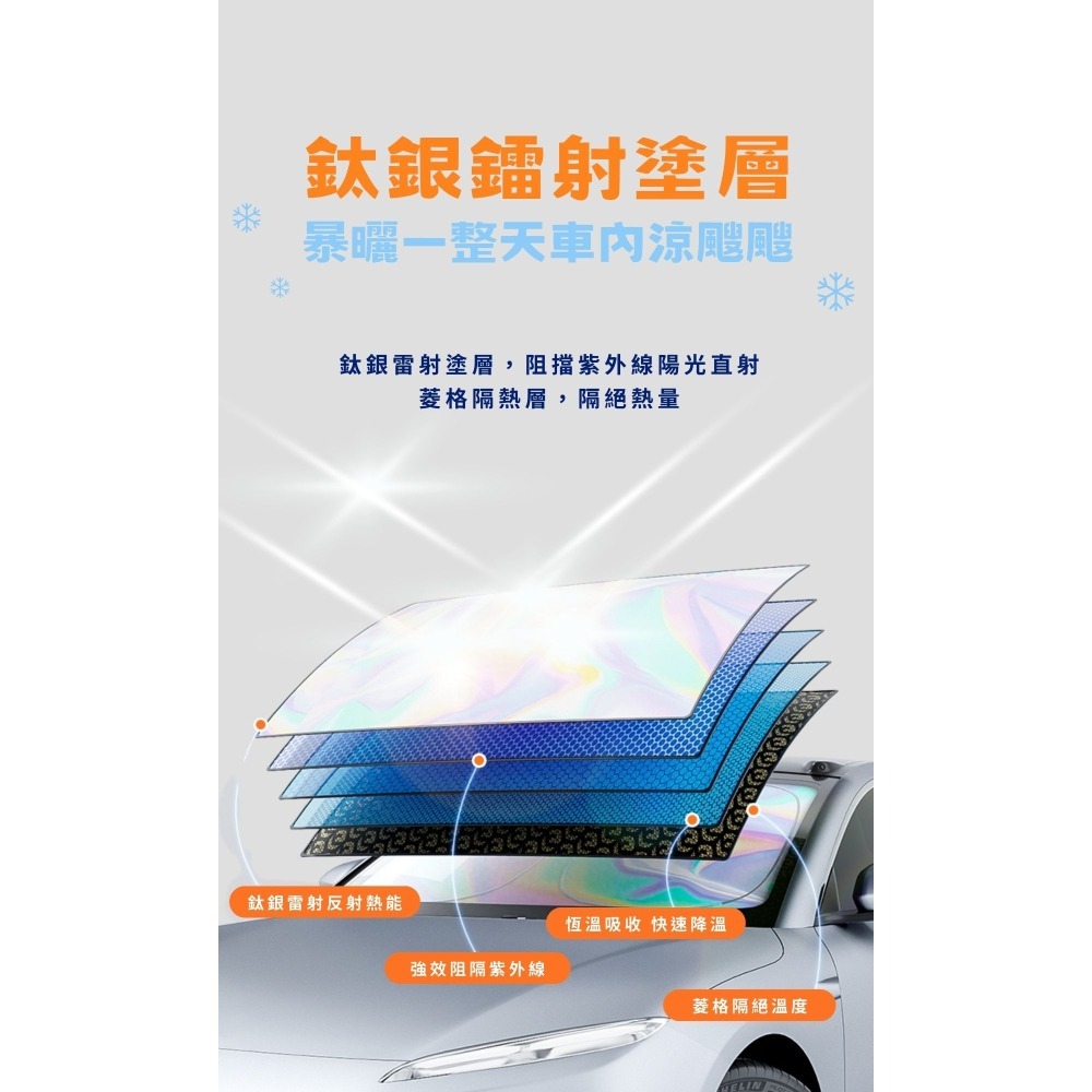 【新品上市】汽車遮陽奈米鐳彩反光擋片 汽車遮陽 前擋片 防曬 車用摺疊遮陽板 前擋玻璃隔熱 保護罩-細節圖3