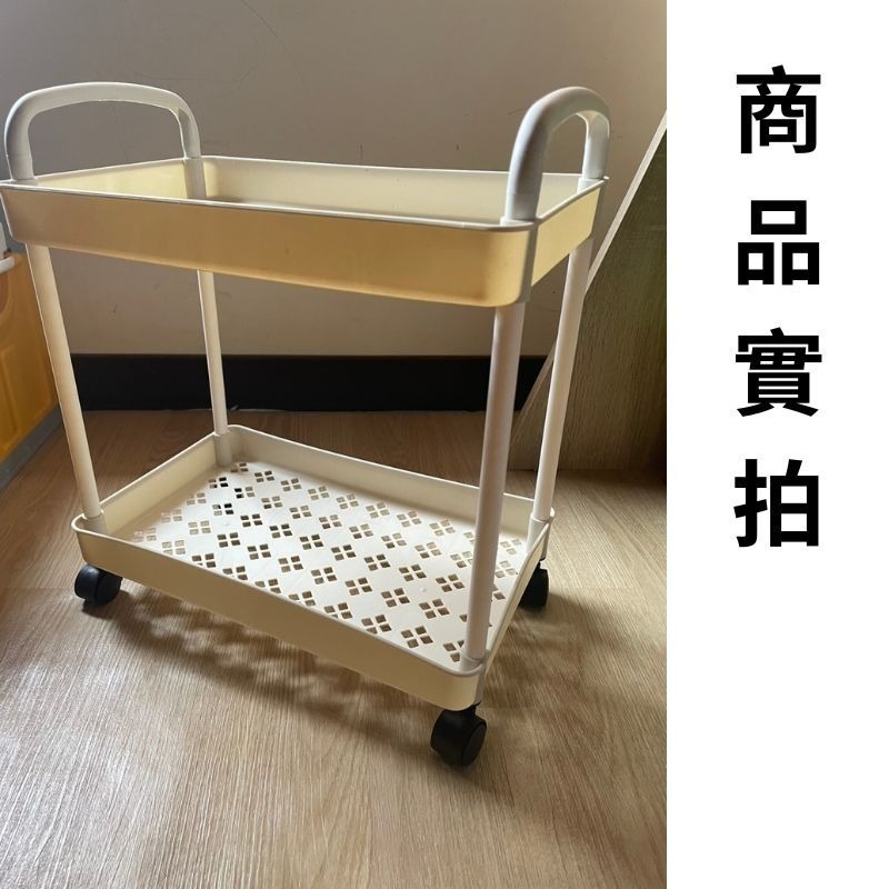 【新品上市】雙層輕巧滑輪置物推車 廚房推車 桌下推車 邊車 滑輪推車 扶手推車 收納推車 桌邊車 書櫃推車 窄邊設計-細節圖5