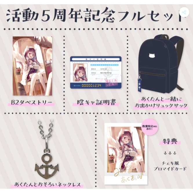 「全新現貨」湊あくあ 活動5周年記念 湊阿庫婭 Aqua hololive-細節圖5