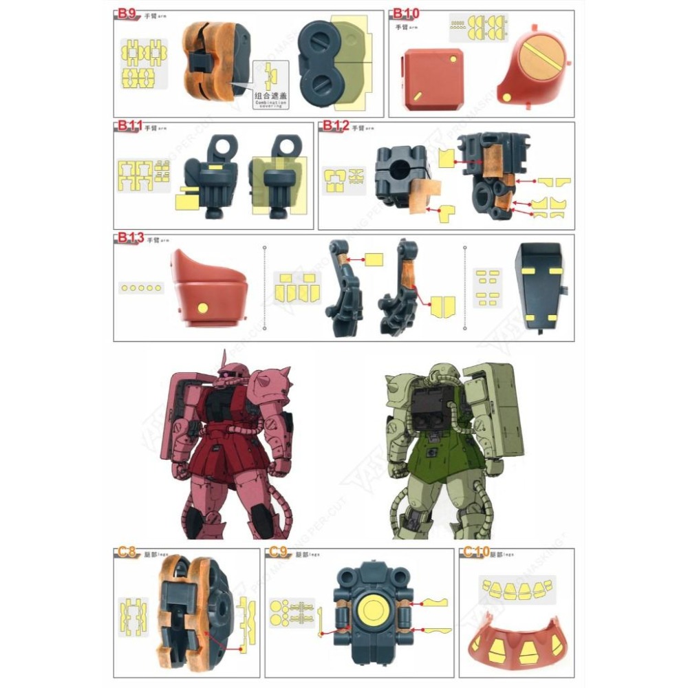 【模玩】 TAS沉迷者 萬代 MG2.0  紅/綠薩克 專用預裁切遮蓋-細節圖5