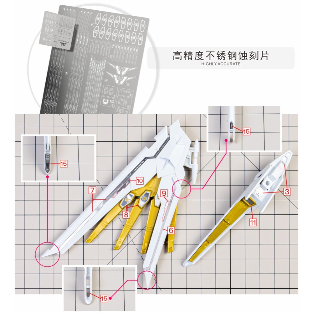 【模玩】※現貨※ TAS沉迷者 萬代HG全能攻擊自由預裁切遮蓋/蝕刻片/小改件-規格圖5