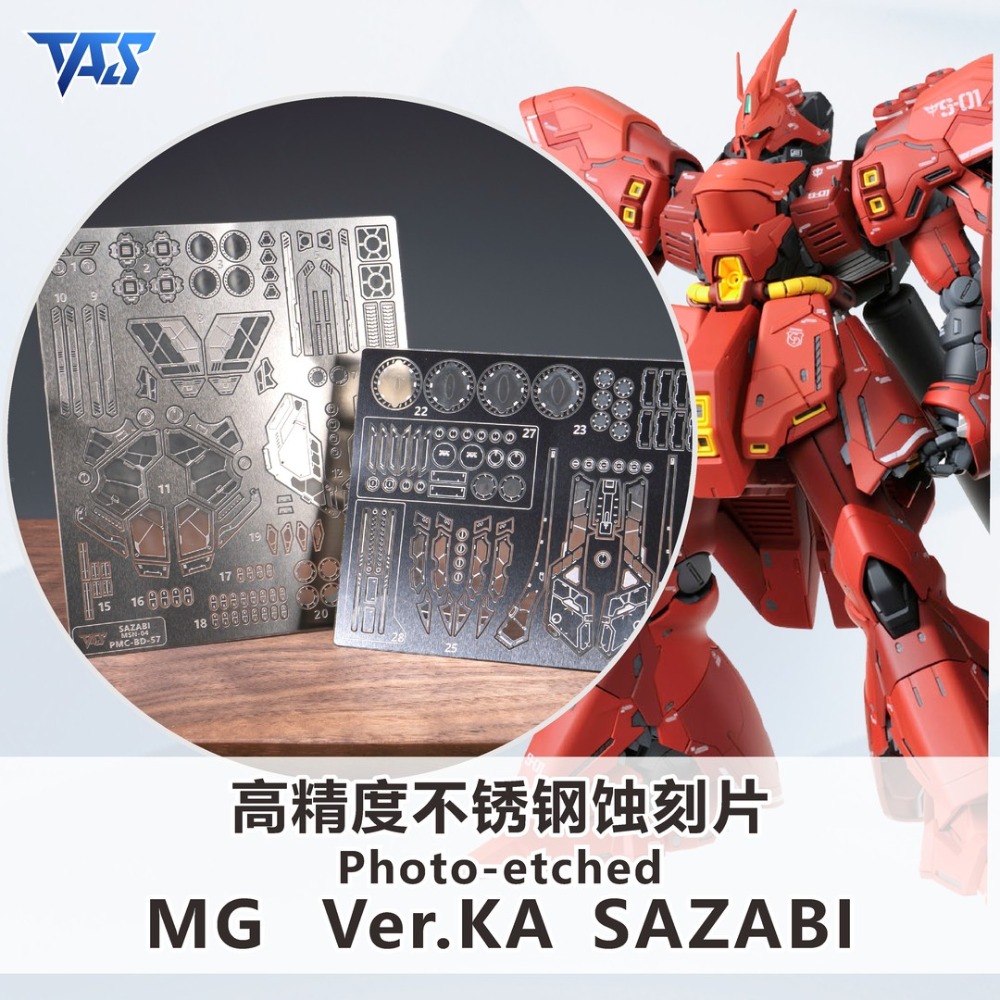 【模玩】TAS沉迷者 萬代 MG 卡版 沙薩比 預裁遮蓋/蝕刻片/改件-規格圖4