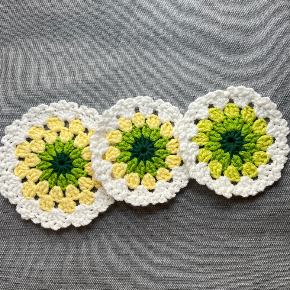 手作 繽紛 多色 花型毛線勾織 手工編織 杯墊-細節圖3