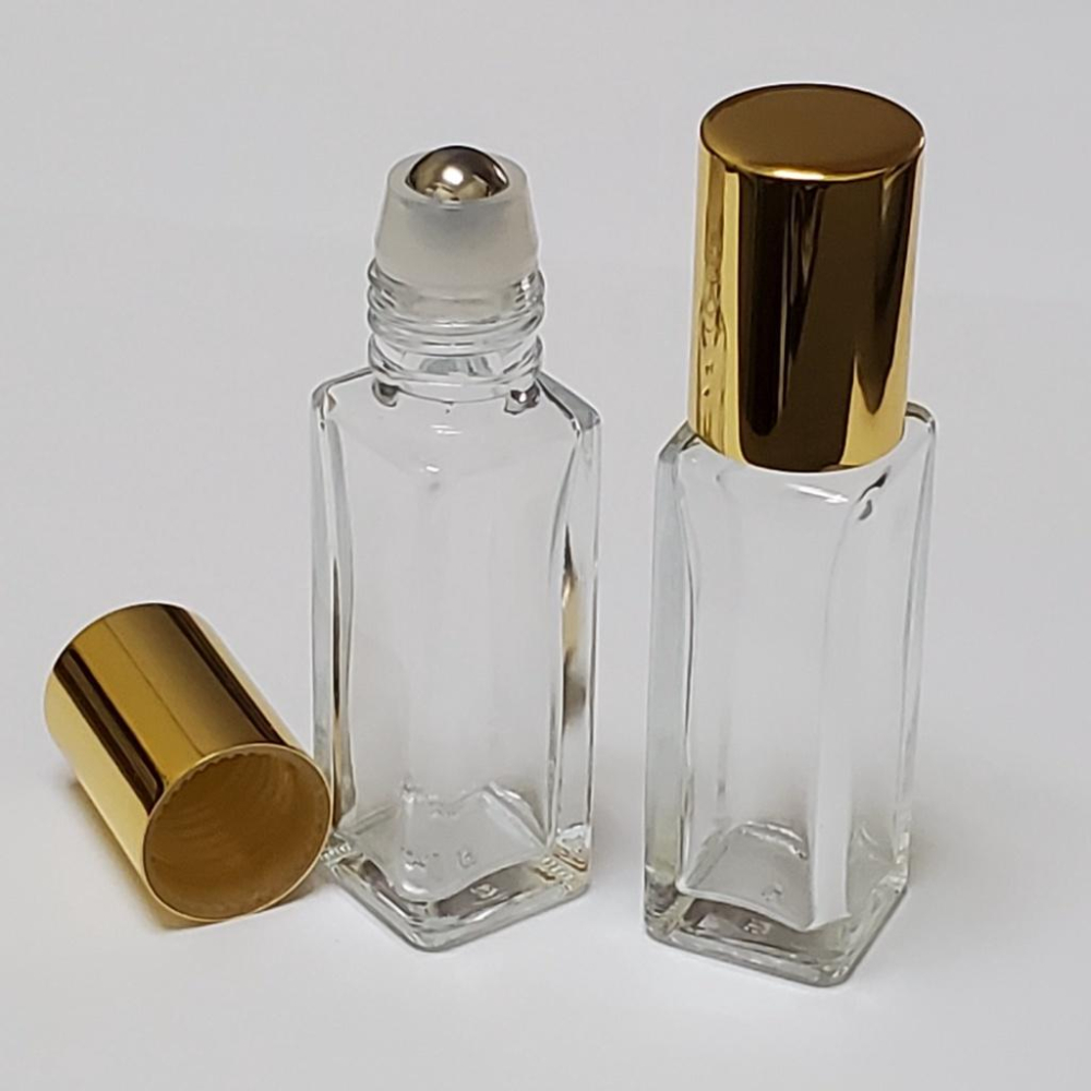 【瓶之坊】S35B-12ml鋼滾珠四方玻璃瓶金蓋/12ML滾珠瓶-細節圖2