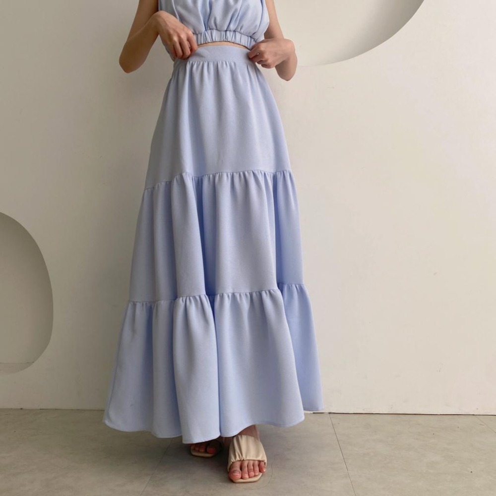 夏季最後一批現貨  獨家自訂🎉蛋糕鬆餅紋長裙套裝-細節圖8