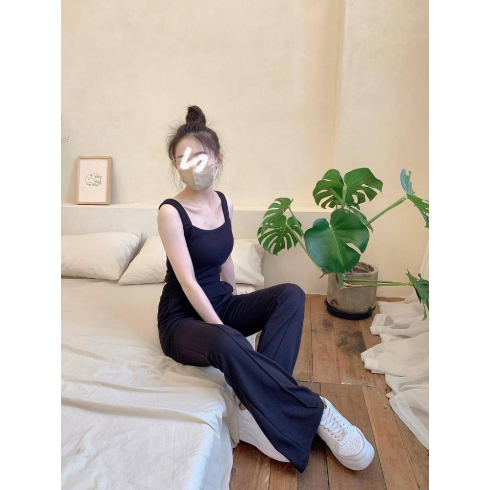 季末 現貨出清 🫶獨家🎉休閒方領背心+喇叭褲套裝-細節圖4