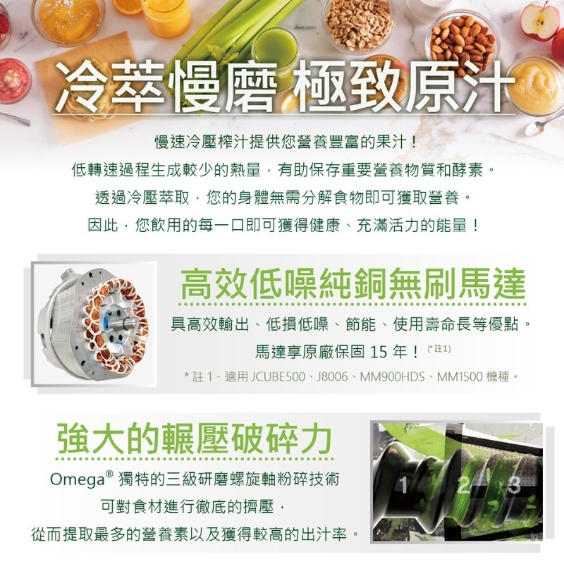 美國Omega J8006HDS冷萃慢磨機 金屬銀-細節圖8