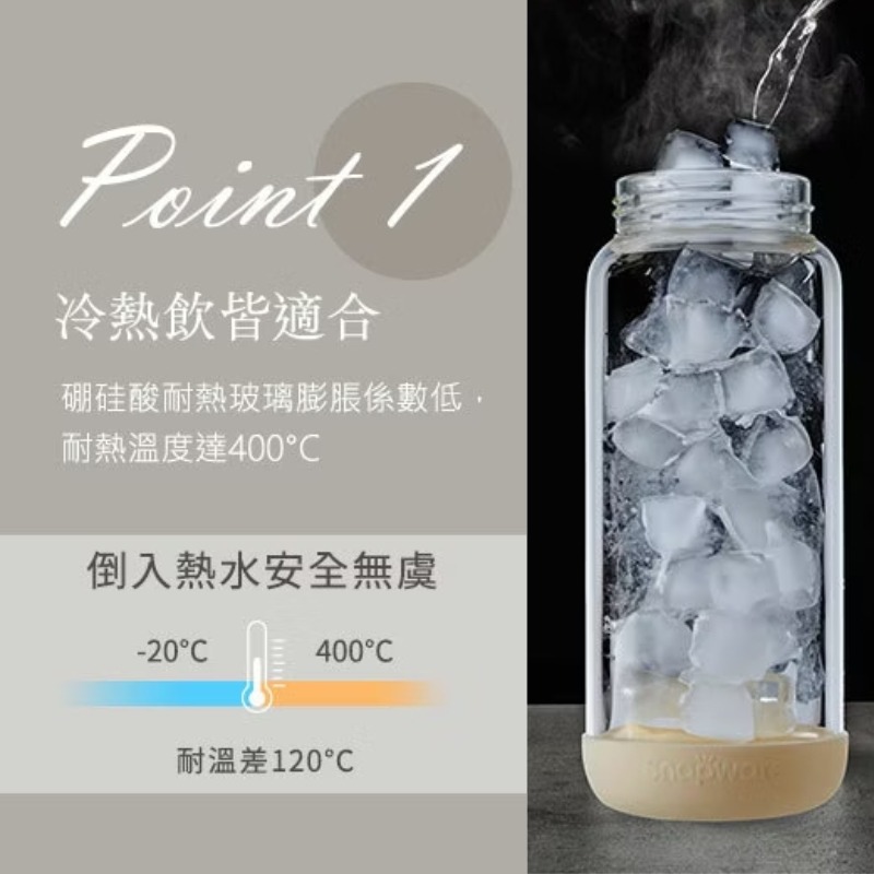 【Snapware康寧密扣】 晶透隨身手提耐熱玻璃水瓶710ml - 奶油白-細節圖3