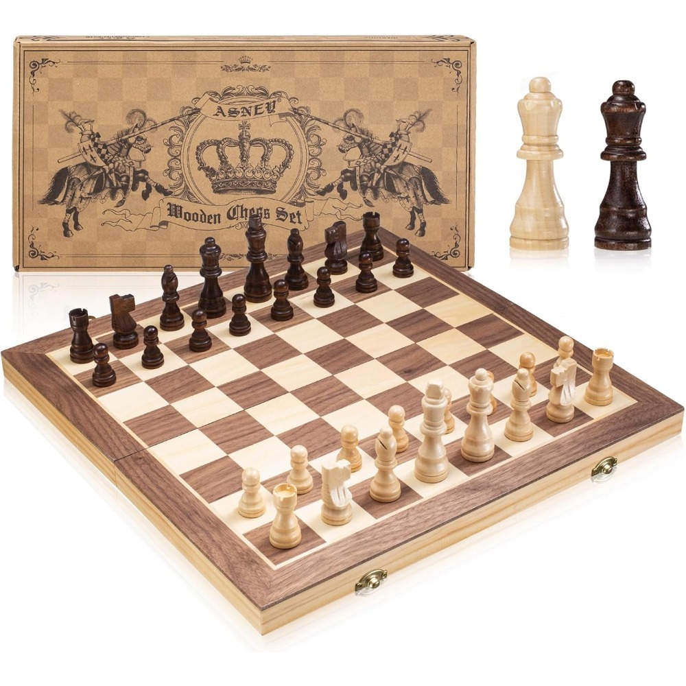 ASNEY 15 英吋 磁性木製西洋棋 棋盤遊戲組-規格圖6