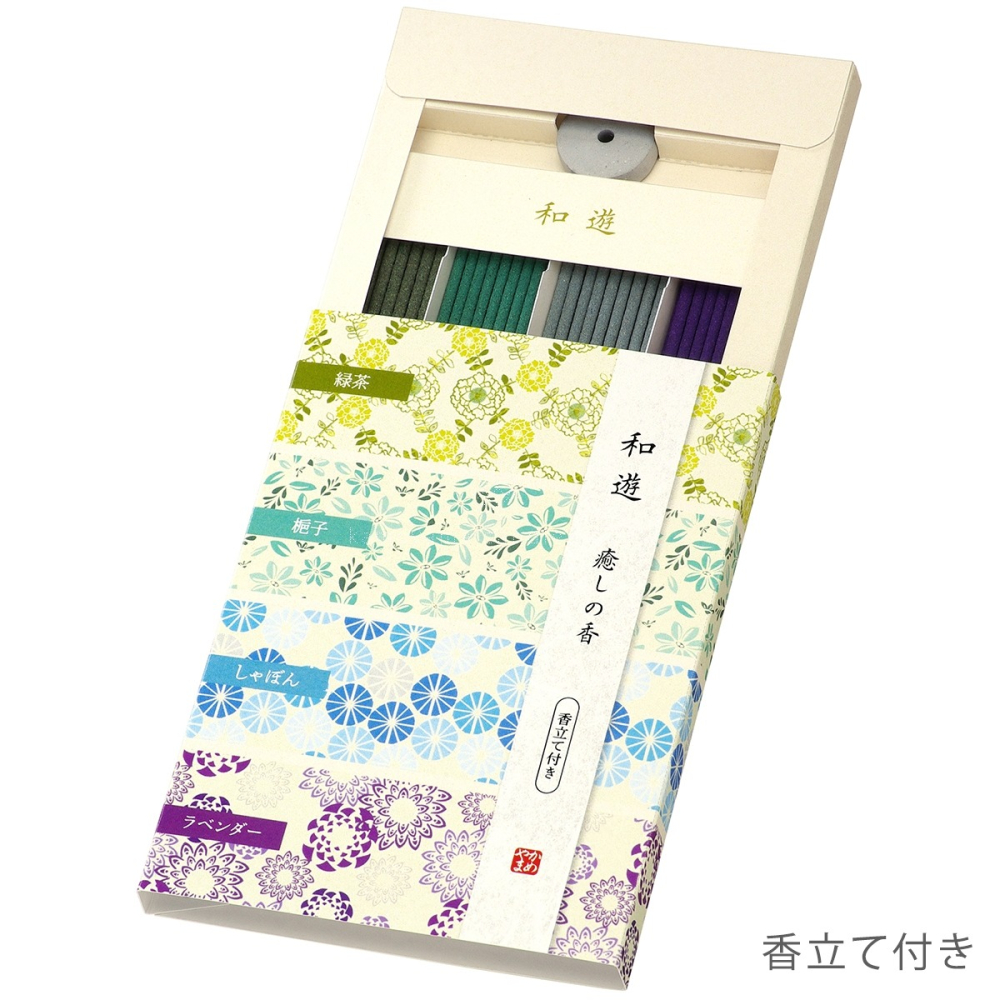 日本原裝 和遊 綜合線香 一次四種香味 療癒你的每一天 龜山 Kameyama 冥想 空間香氛 綠茶、梔子花櫻花、向日葵-細節圖4