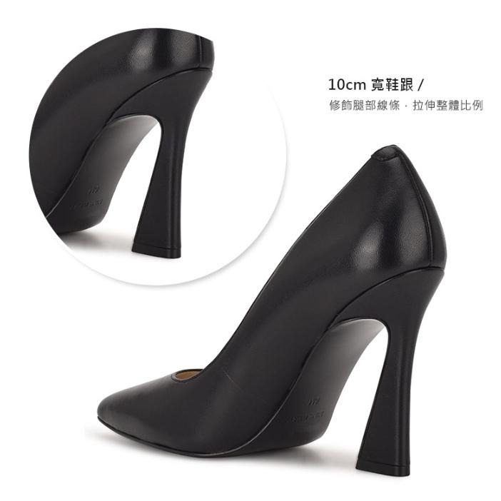 【NINE WEST】TRENDZ小羊皮尖頭高跟鞋-黑色 23.5-細節圖4