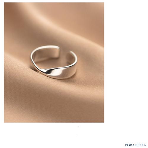 <Porabella>925純銀韓版925銀 個性簡約風扭結開口戒指 RINGS-細節圖4