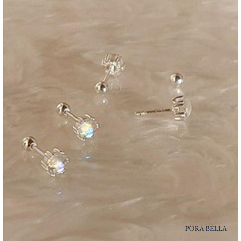 <Porabella>925純銀月光石耳環 韓國潮流設計 簡約圓球耳飾  小眾ins風輕奢氣質耳環  Earrings-細節圖4