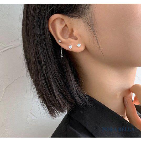 <Porabella>925純銀月光石耳環 韓國潮流設計 簡約圓球耳飾  小眾ins風輕奢氣質耳環  Earrings-細節圖6