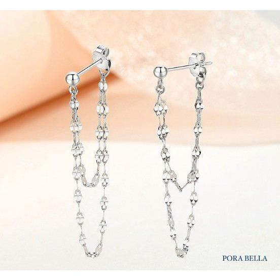 <Porabella>925純銀耳環   韓版個性設計款  中性風格  長款鏈條  輕奢流蘇耳飾品 Earrings-細節圖4