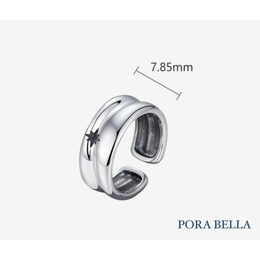 <Porabella>S925純銀泰銀星星簡約光面雙層圓環戒指 氣質帥氣個性 可調節式戒指 送男友 生日禮物 Rings-細節圖5