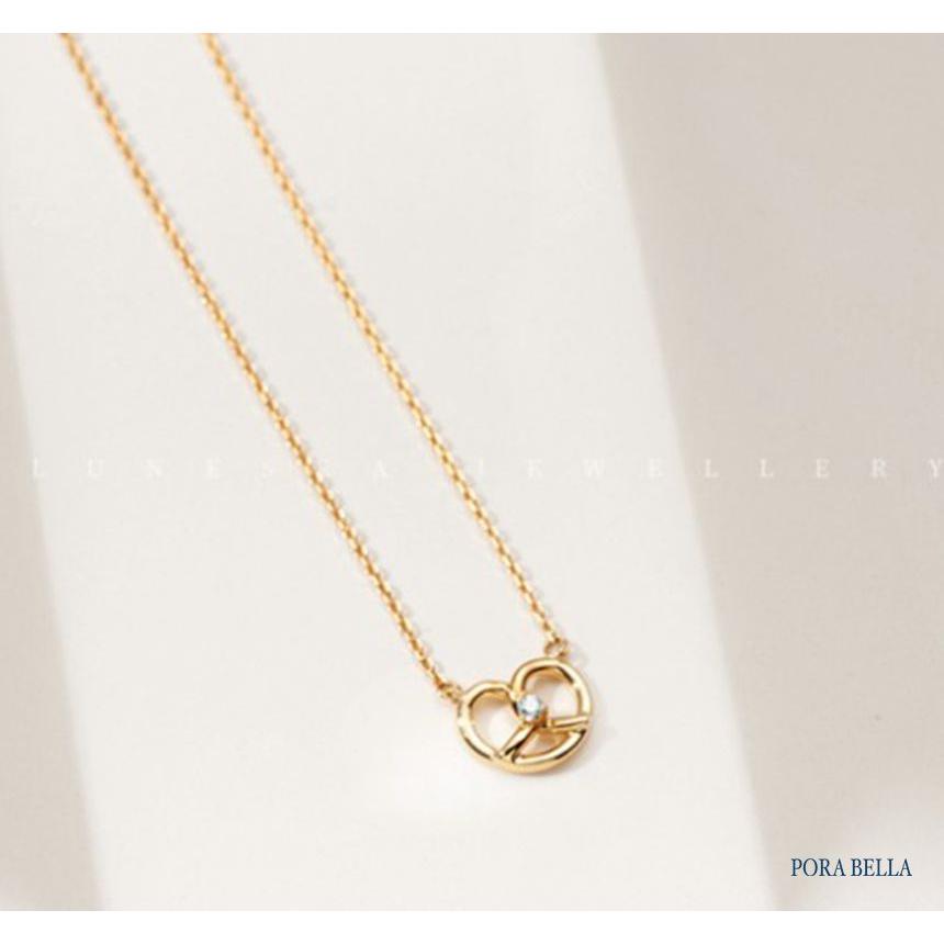 <Porabella>925純銀鍍18K金可愛鹼水結包項鍊 高級感鎖骨鏈 新款輕奢設計款項鍊 ins風 Necklace-細節圖2