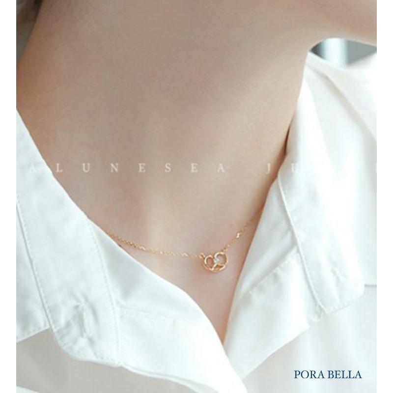 <Porabella>925純銀鍍18K金可愛鹼水結包項鍊 高級感鎖骨鏈 新款輕奢設計款項鍊 ins風 Necklace-細節圖5