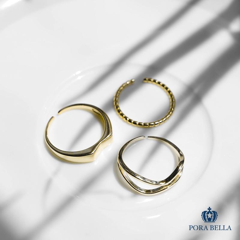 <Porabella>925純銀造型戒指 混搭風氣質線條簡約開口戒指 可調節式戒指 RINGS-細節圖2