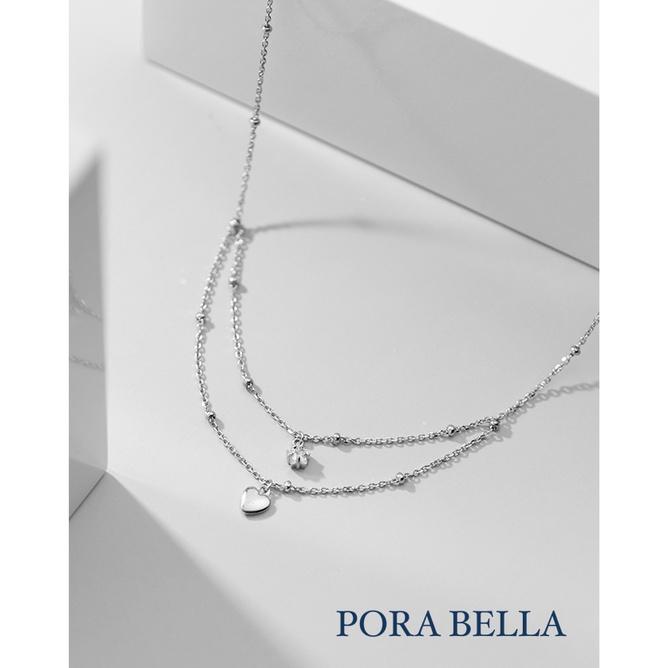 <Porabella>925純銀愛心雙鍊項鍊 小眾設計款ins風 情人節禮物 生日禮物 2022新款 Necklace-細節圖2
